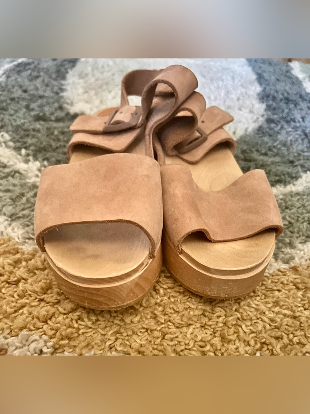 BRYR Ursi Platform Nubuck Clog Sandals in Blush Sz US 8 EU 38 - Picture 7 of 8